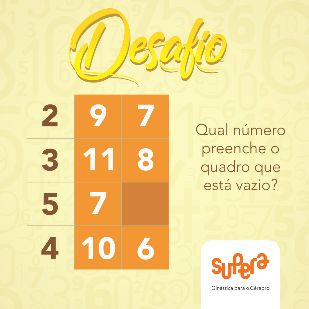 Qual número preenche o quadro? - Supera - Estimulação Cognitiva