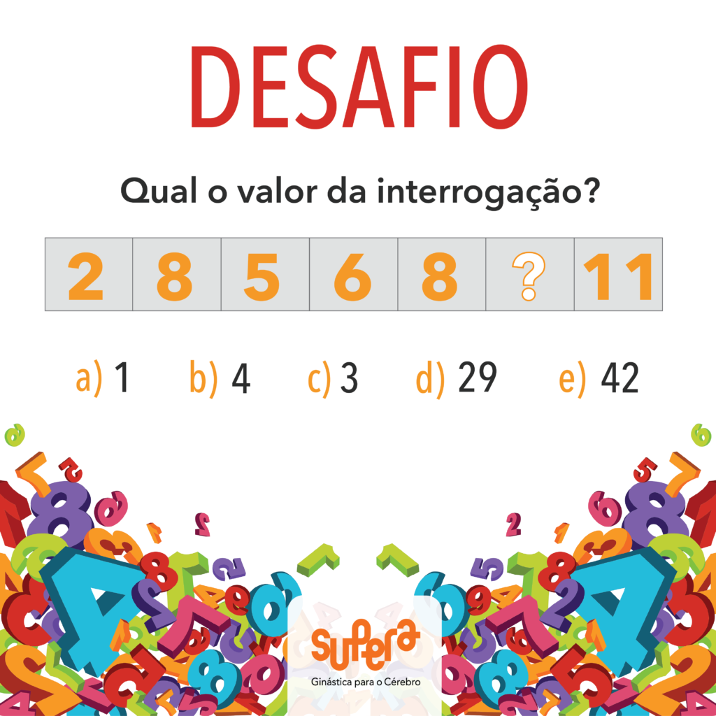 Desafio Qual o valor da interrogação? - Supera - Estimulação Cognitiva